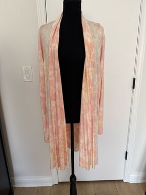 LAmade Pink Tie-Dye Open Front Cardigan